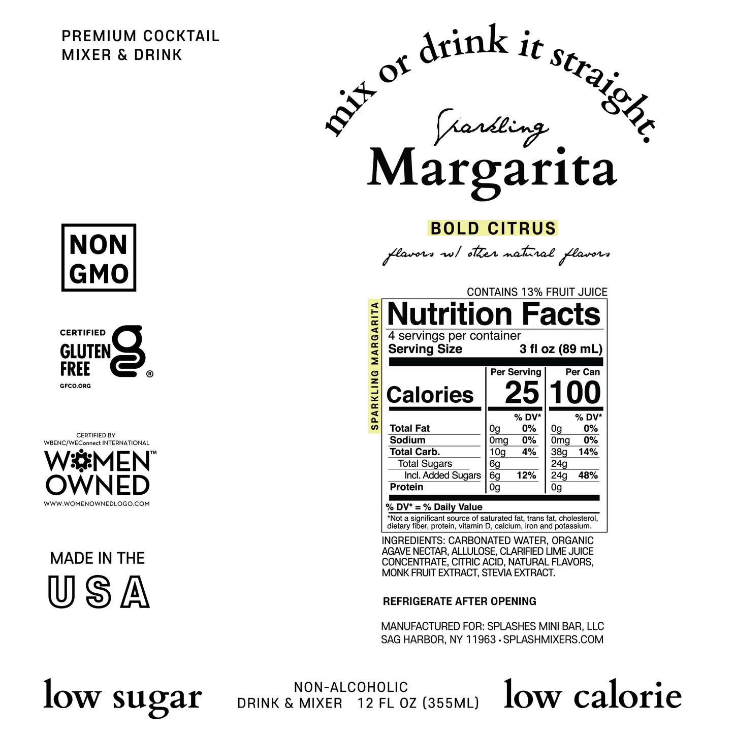 Sparkling Margarita | Organic Blue Agave & Bold Citrus